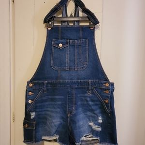 Overall shorts.